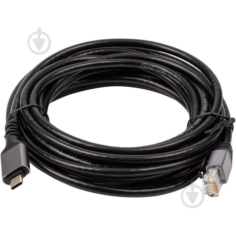 Кабель PowerPlant USB Type-C — RJ45 5 м black (CA914944) - фото 2 Кабель PowerPlant USB Type-C — RJ45 5 м black (CA914944) - фото 2