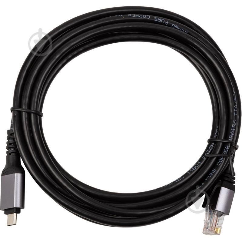 Кабель PowerPlant USB Type-C — RJ45 3 м black (CA914937) - фото 1
