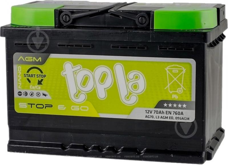 ᐉ Акумулятор автомобільний Topla AGM Euro 0 70Ah 760A 12V «+» праворуч ...