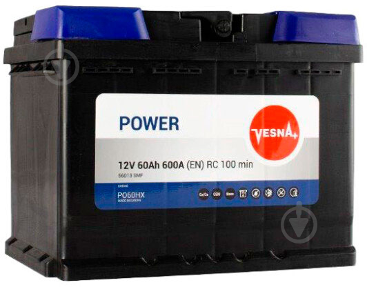 Аккумулятор автомобильный Vesna Power 60Ah 600A 12V 415162 «+» слева (415162) - фото 1