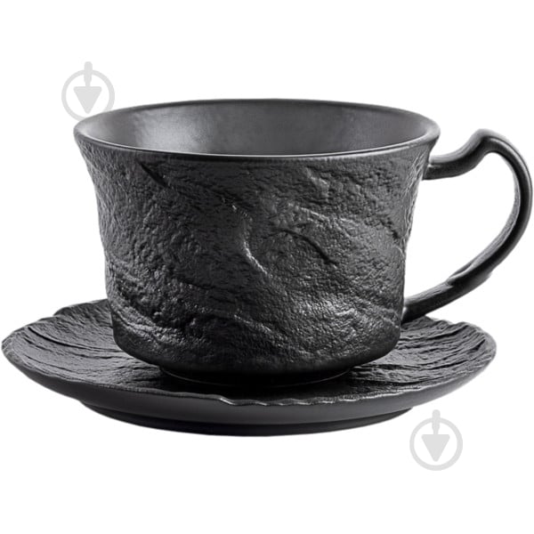 Чашка с блюдцем Wilmax Slatestone Black 75 мл WL-661149 / AB - фото 1