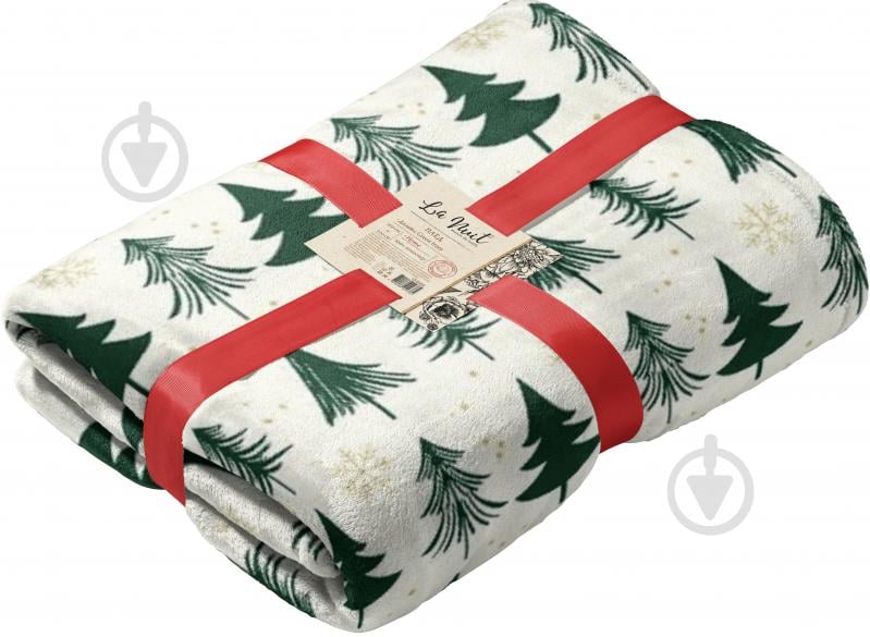 Плед флисовый Green Trees 200x220 см бежевый с зеленым La Nuit - фото 1