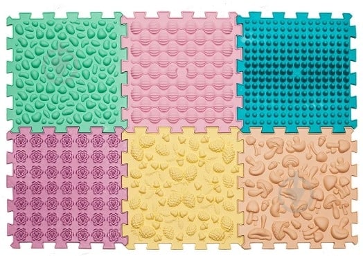 Массажный коврик Ортек "Пазлы Микс" 6 элементов Пастель 12740 - фото 1