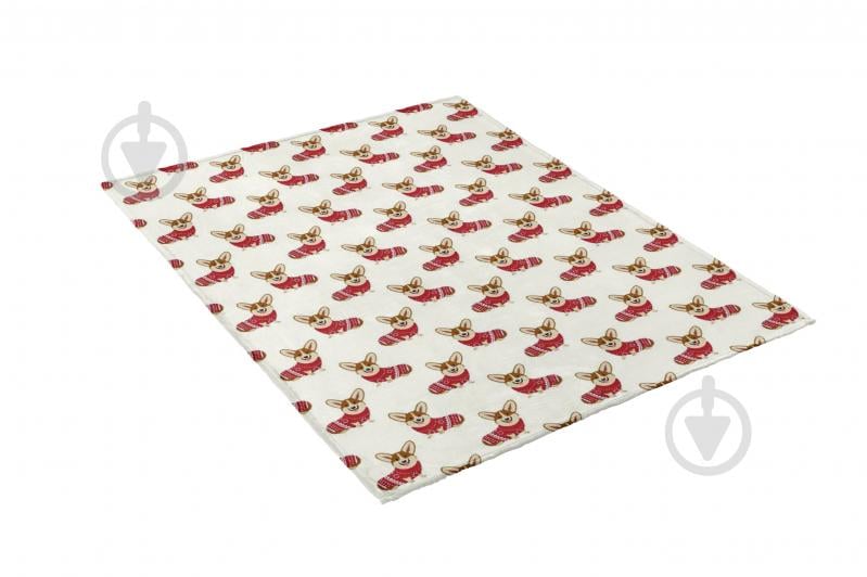 Плед флісовий New Year's Corgi 200x220 см бежевий із червоним La Nuit - фото 2 Плед флісовий New Year's Corgi 200x220 см бежевий із червоним La Nuit - фото 2