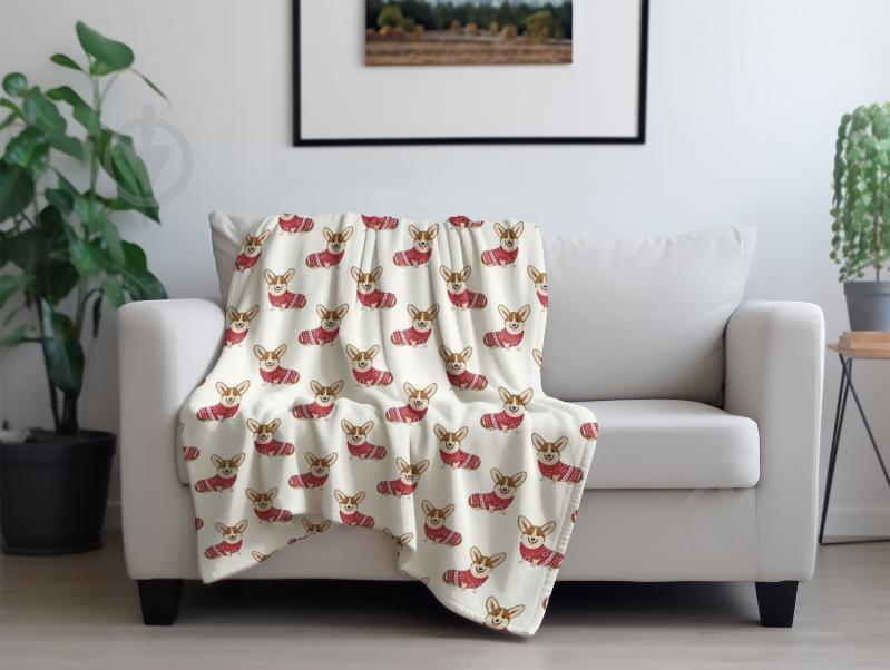 Плед флісовий New Year's Corgi 200x220 см бежевий із червоним La Nuit - фото 3 Плед флісовий New Year's Corgi 200x220 см бежевий із червоним La Nuit - фото 3