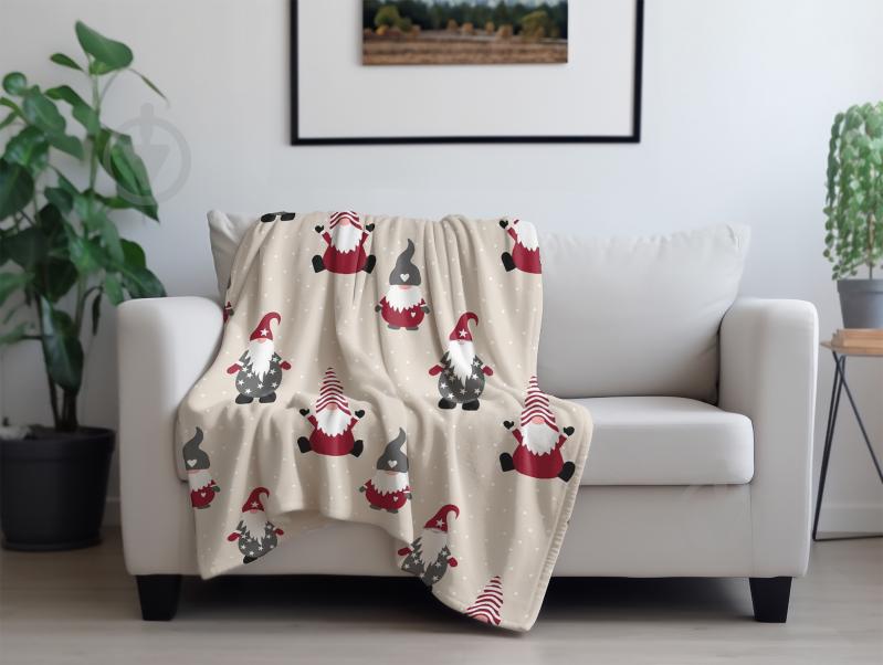 Плед флисовый Christmas Gnome 200x220 см бежевый с красным La Nuit - фото 3 Плед флисовый Christmas Gnome 200x220 см бежевый с красным La Nuit - фото 3