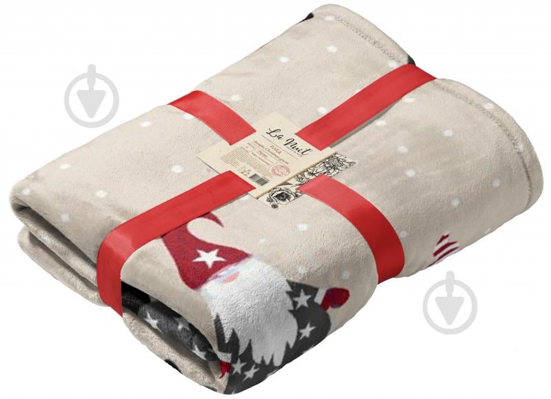 Плед флисовый Christmas Gnome 200x220 см бежевый с красным La Nuit - фото 1 Плед флисовый Christmas Gnome 200x220 см бежевый с красным La Nuit - фото 1