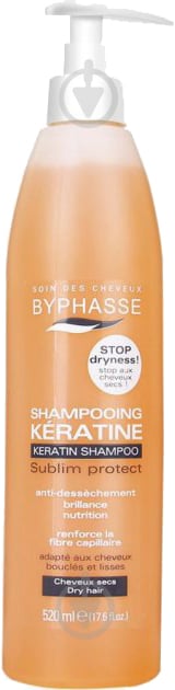 Шампунь Byphasse для сухого волосся Keratine Shampoo 520 мл - фото 1