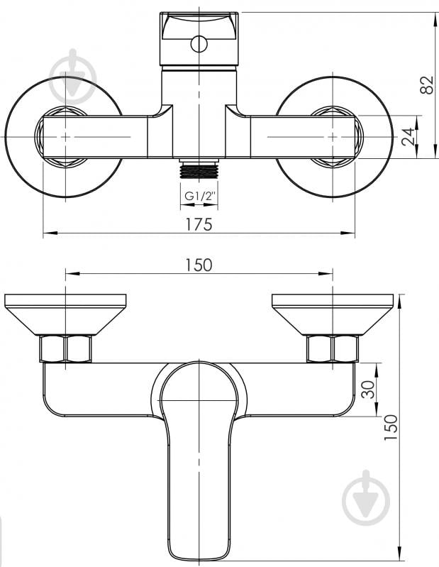 Змішувач для душу RJ INA, з душовим гарнітуром, хром - фото 2 Змішувач для душу RJ INA, з душовим гарнітуром, хром - фото 2