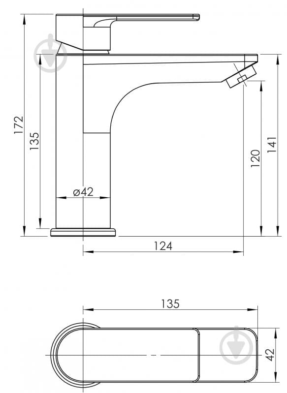 Смеситель для умывальника RJ ARA, хром, 35 мм - фото 2