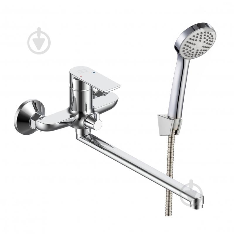 Смеситель для ванны RJ ARA L-излив, с душевым гарнитуром, хром - фото 1 Смеситель для ванны RJ ARA L-излив, с душевым гарнитуром, хром - фото 1