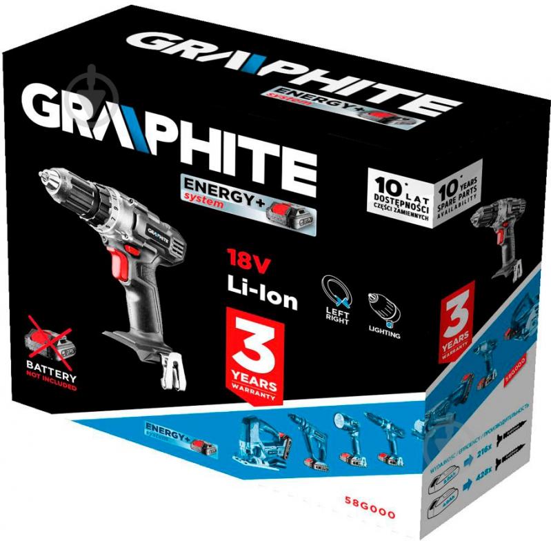 Шуруповерт аккумуляторный GRAPHITE Energy+ 58G000-SET1 - фото 6