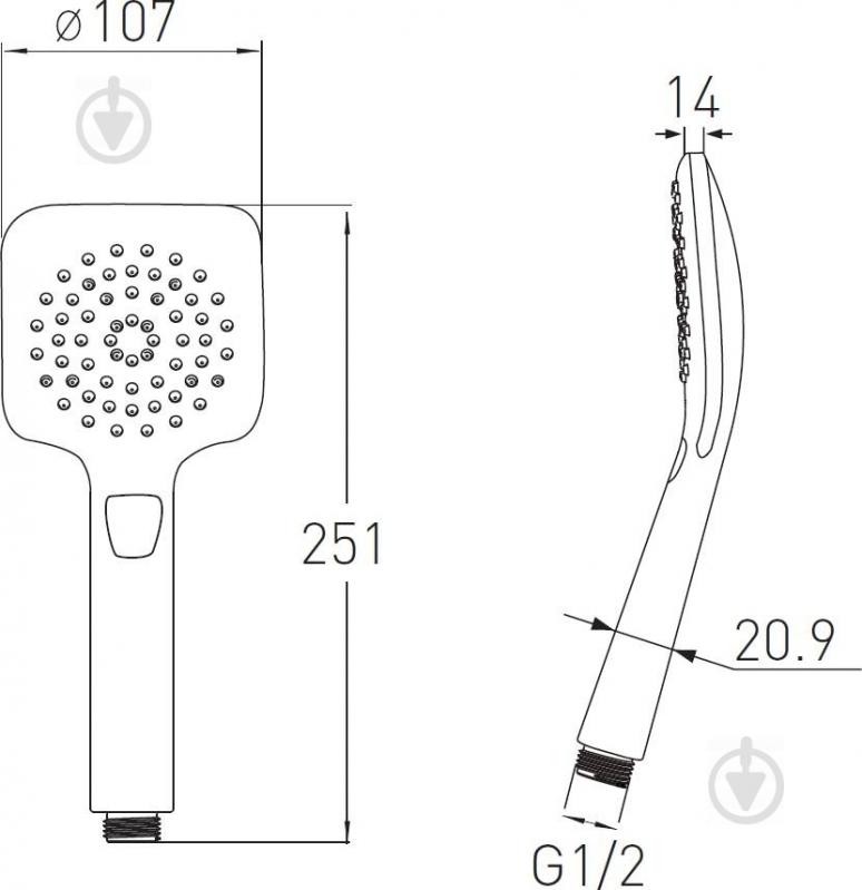 Ручной душ VOLLE 107х107 мм 16000001 - фото 2