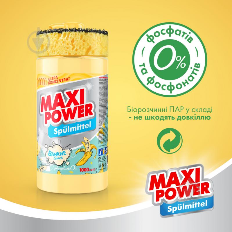 Засіб для ручного миття посуду Maxi Power Банан з губкою 1 л - фото 4