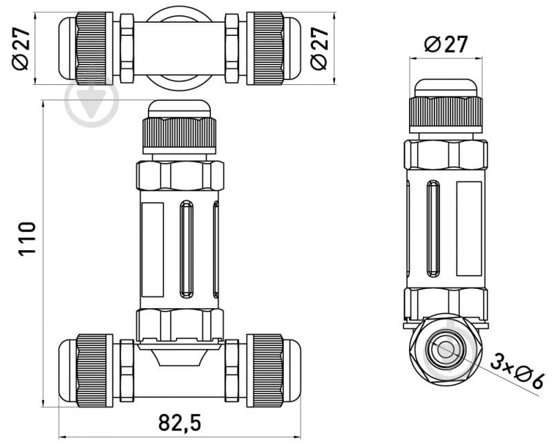 Соединитель E.NEXT e.wcc.cnp25t черный s2039103 - фото 6