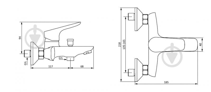 Смеситель для ванны/душа Damixa Origin Bit 771000000 - фото 2