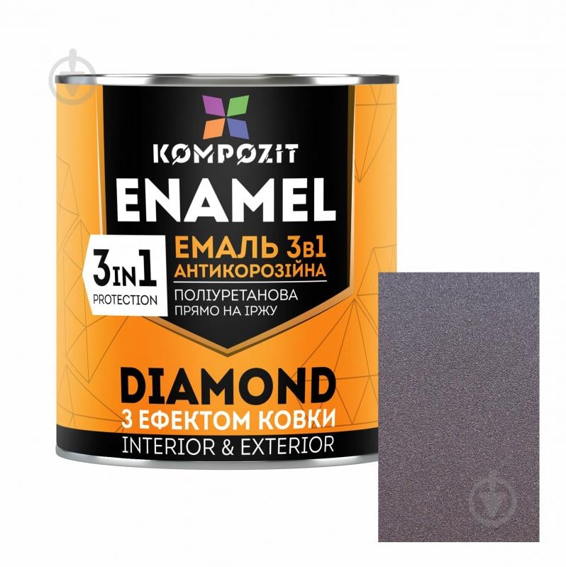 Эмаль Kompozit антикоррозионная 3 в 1 DIAMOND коричневый металлический 0,65 л - фото 1 Эмаль Kompozit антикоррозионная 3 в 1 DIAMOND коричневый металлический 0,65 л - фото 1