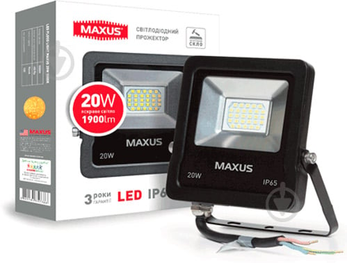 Прожектор Maxus 1-Max-01-LFL-2050 Flood Light LED 20 Вт IP65 чорний - фото 1