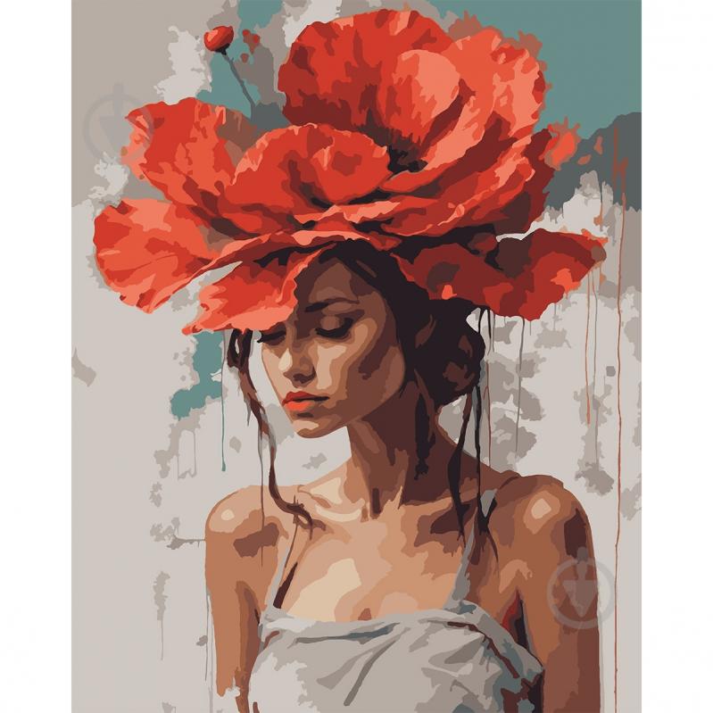 Картина за номерами Дівчина з червоною квіткою 40 х 50 см Santi - фото 1 Картина за номерами Дівчина з червоною квіткою 40 х 50 см Santi - фото 1