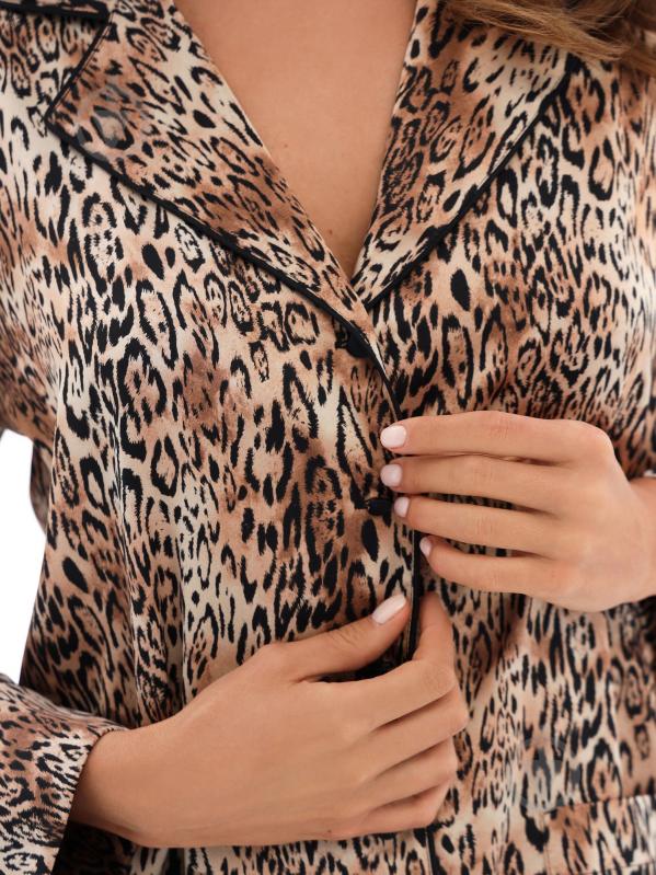 Пижама женская German Volf принт леопард р. L коричневый (25035) - фото 4