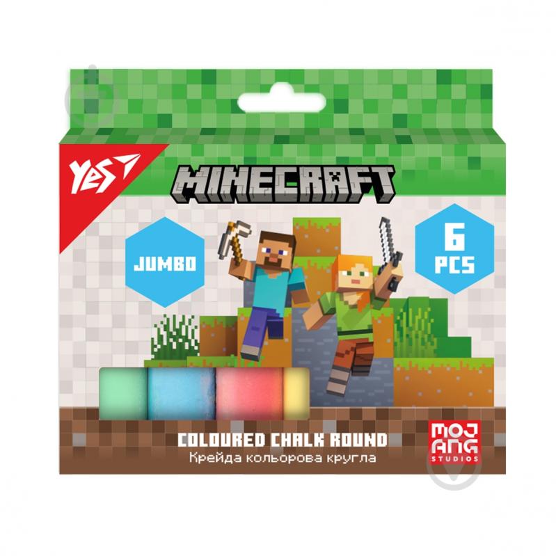 Крейда кольорова Minecraft JUMBO 6 шт. 400558 YES - фото 1