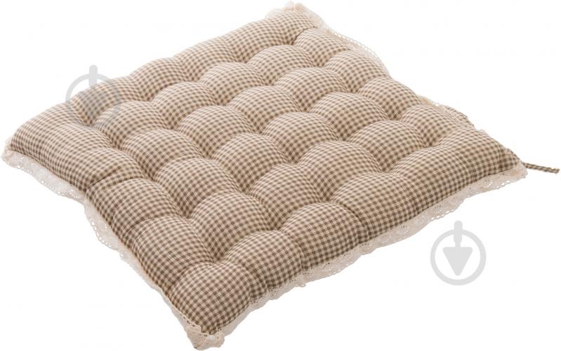 Подушка на стул Клетка бежевая 43x43 см Тенденс - фото 2