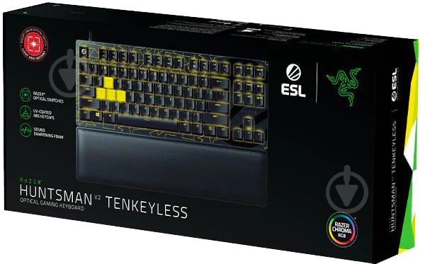 Клавіатура Razer Huntsman V2 Tenkeyless Red switch ESL Ed. (RZ03-03941700-R3M1) black/yellow - фото 3