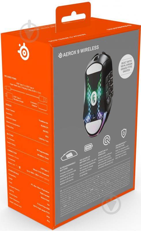 Мышь SteelSeries Aerox 9 Wireless black (SS62618) - фото 7