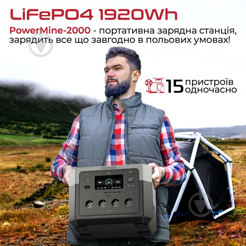 Зарядна станція Promate PowerMine-2000 W (1920 Вт·год) - фото 2