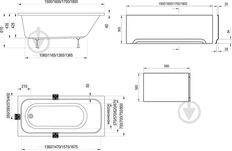 Ванна акриловая Ravak Chrome CE21000000 180х80 см - фото 3