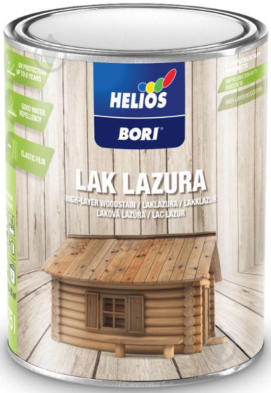 Фарба-лазур Helios Bori Thin-Layer Woodstain товстошарова 1 безбарвний глянець 0,75 л - фото 1