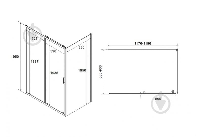 Душова кабіна Koller Pool TP120BGR TREND PRO Black matt 1200x900x1950 мм (скло Grey) - фото 3