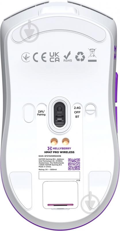 Игровая мышь Hator HM47 Pro Wireless white-violet gradient (HM47PRO_white_violet) - фото 8 Игровая мышь Hator HM47 Pro Wireless white-violet gradient (HM47PRO_white_violet) - фото 8