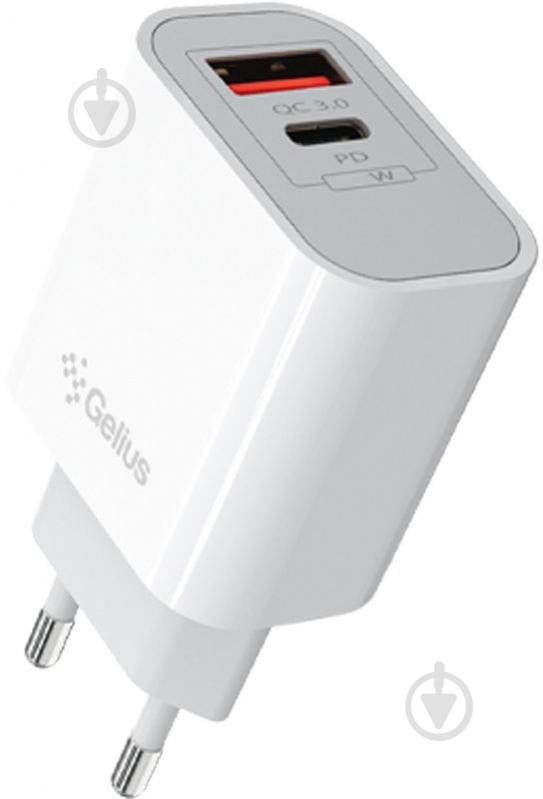 Мережевий зарядний пристрій Gelius Merge GP-HC060 GAN USB + Type-C Білий - фото 1