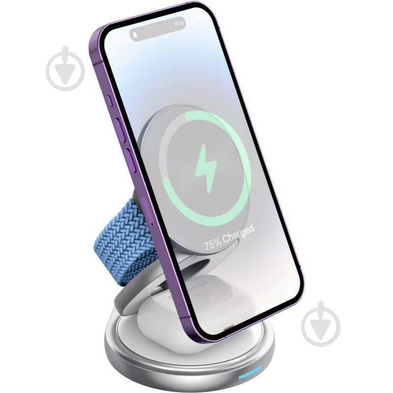 Беспроводное зарядное устройство Gelius Foldy Wireless Charger 3в1 15W GP-WC011 Белый - фото 5