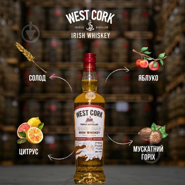 Виски West Cork Bourbon Cask 0,2 л - фото 2