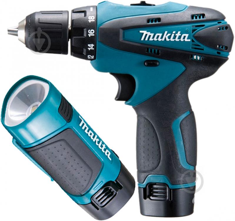 Шуруповерт аккумуляторный Makita с фонарем ML 10 DF330DWLE - фото 1