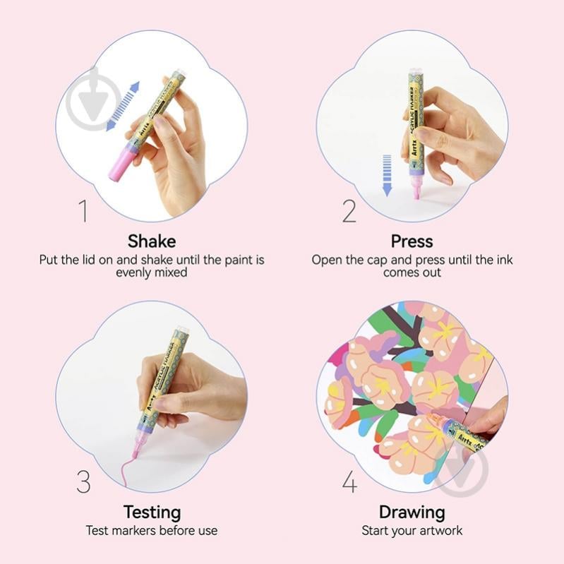 Набор маркеров акриловых Arrtx AACM-083M-48B, 48 цветов LC304110 - фото 3 Набор маркеров акриловых Arrtx AACM-083M-48B, 48 цветов LC304110 - фото 3