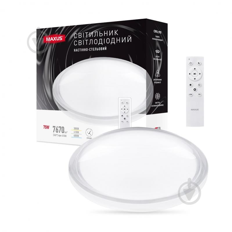 Світильник настінно-стельовий Maxus 75 Вт прозорий/білий 3000/4100/6000 К 1-MFCL-75R-Aura - фото 1