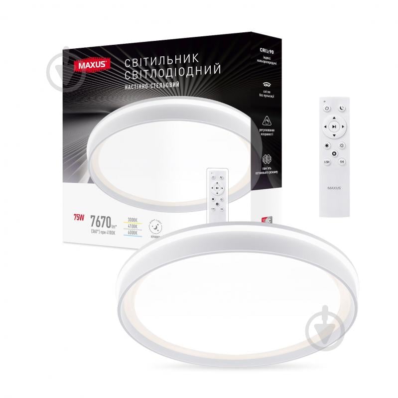 Світильник настінно-стельовий Maxus 75 Вт білий матовий 3000/4100/6000 К 1-MFCL-75R-Line - фото 1 Світильник настінно-стельовий Maxus 75 Вт білий матовий 3000/4100/6000 К 1-MFCL-75R-Line - фото 1