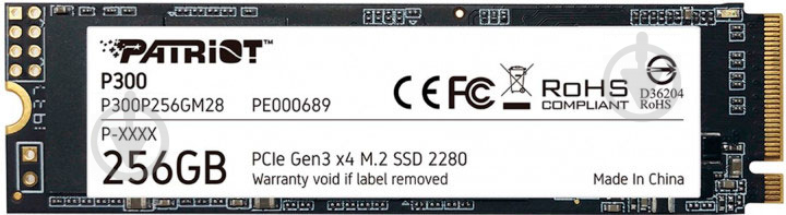 SSD-накопитель Patriot P300 256GB M.2 PCI Express 3.0 x4 3D TLC (P300P256GM28) - фото 1