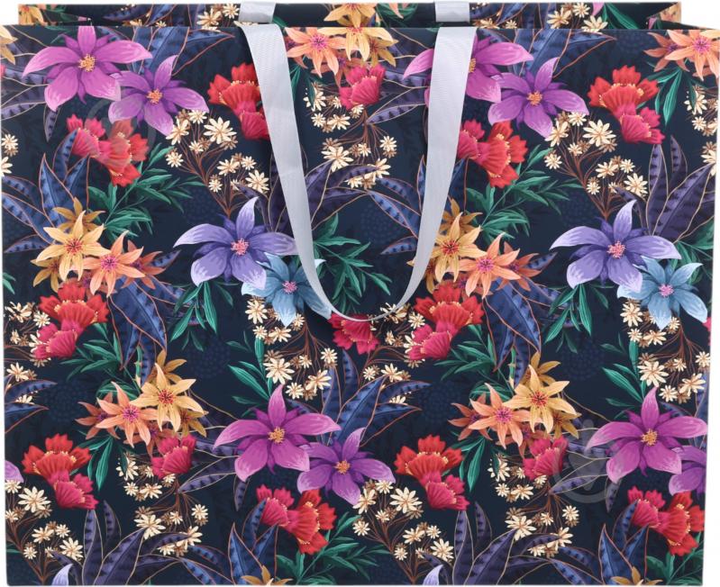 Пакет подарунковий квіти вночі 40х50х20 см - фото 4 Пакет подарунковий квіти вночі 40х50х20 см - фото 4