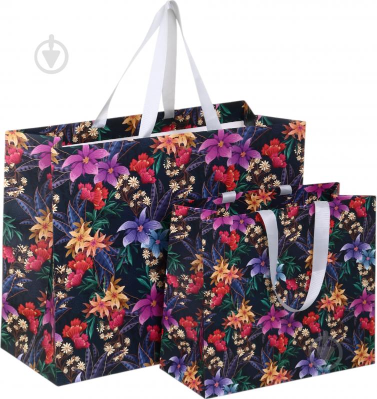 Пакет подарунковий квіти вночі 40х50х20 см - фото 5 Пакет подарунковий квіти вночі 40х50х20 см - фото 5