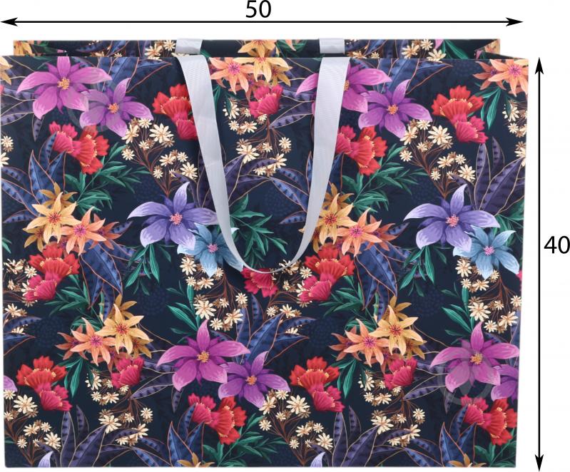 Пакет подарунковий квіти вночі 40х50х20 см - фото 2 Пакет подарунковий квіти вночі 40х50х20 см - фото 2