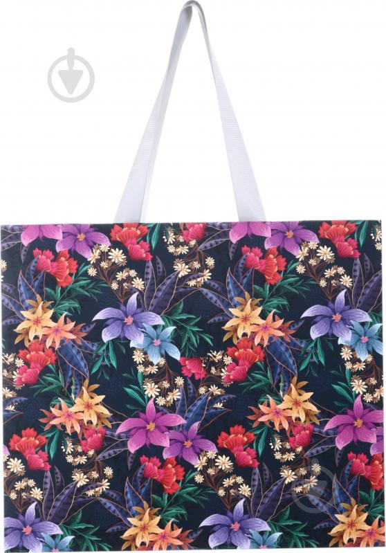 Пакет подарочный цветы ночью 30х35х15 см - фото 3