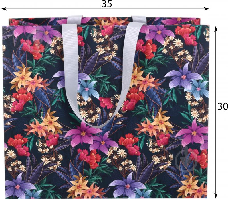 Пакет подарочный цветы ночью 30х35х15 см - фото 2