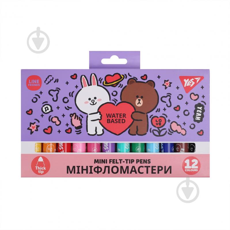 Фломастеры Line Friends Mini 12 цветов 650594 YES - фото 1