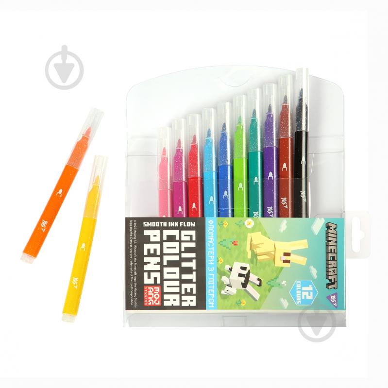 Фломастеры Minecraft Spring 12 цветов глиттер 650587 YES - фото 3