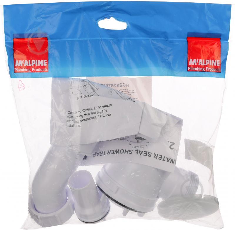 Сифон для поддона McAlpine d50мм, выс. 65мм, крышка нерж хром 70мм, выпуск 40/50, HC252570В - фото 3