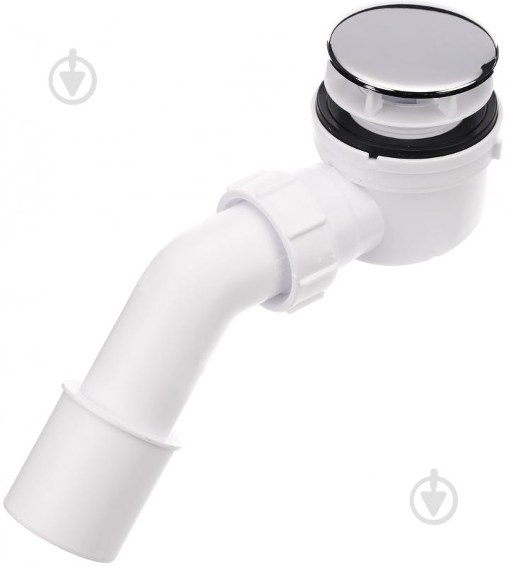 Сифон для поддона McAlpine d50мм, выс. 65мм, крышка нерж хром 70мм, выпуск 40/50, HC252570В - фото 1